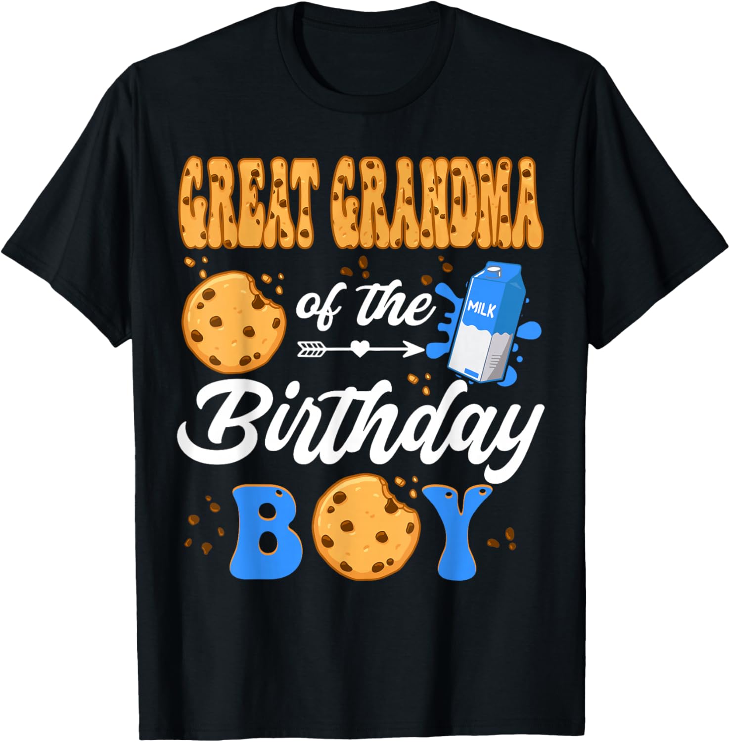 Great Grandma Of The Birthday Boy Milk Cookies 1St Birthday T-Shirt