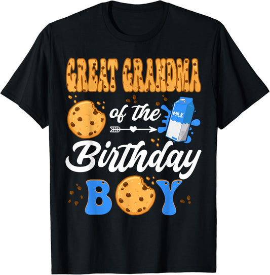 Great Grandma Of The Birthday Boy Milk Cookies 1St Birthday T-Shirt
