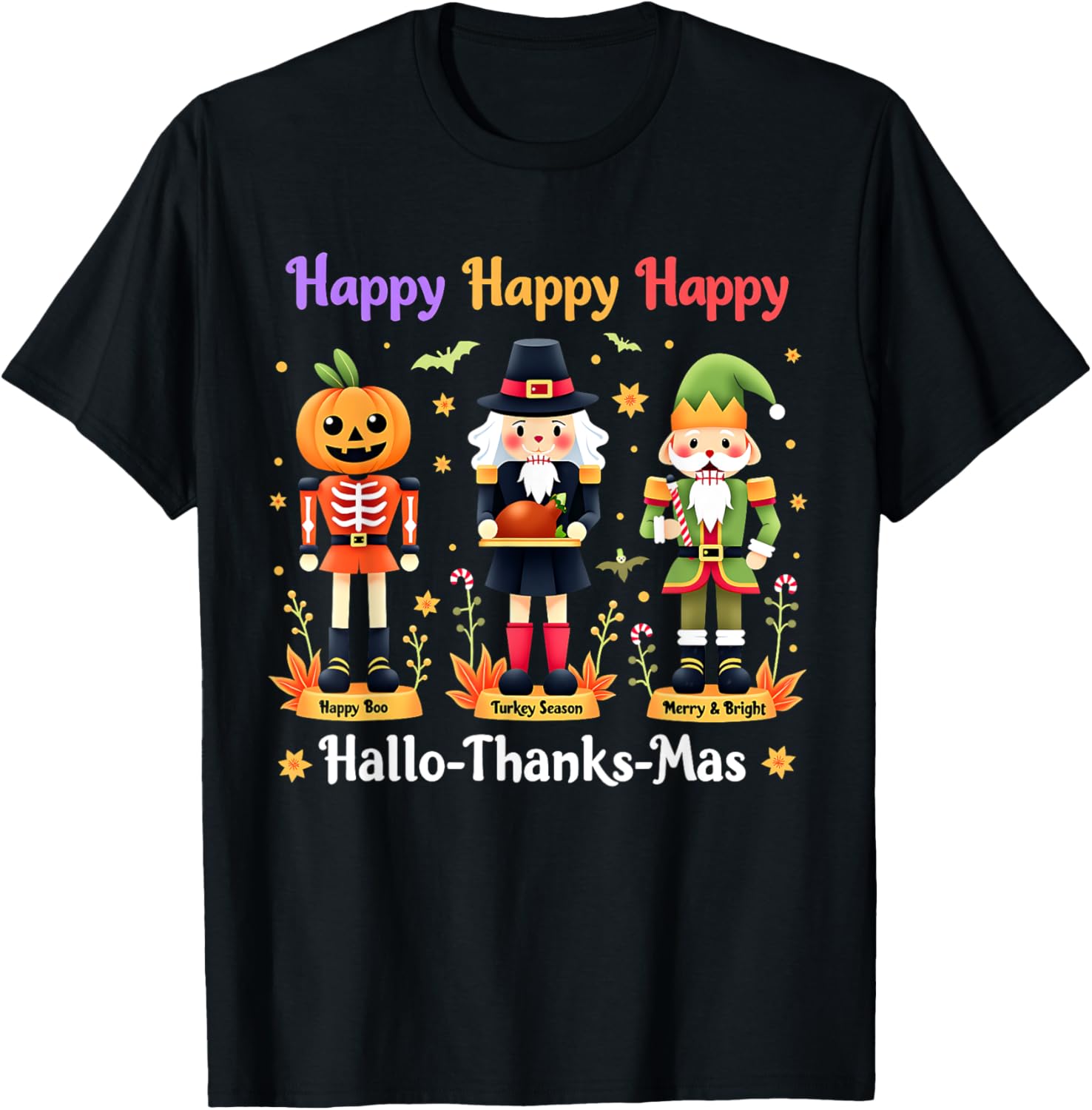 Hallothanksmas Nutcracker Squad Holiday Christmas Pajama T-Shirt