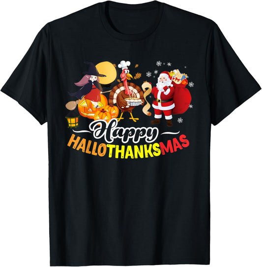 Hallo Thanks Mas Shirt Halloween Turkey Thanksgiving Xmas T-Shirt