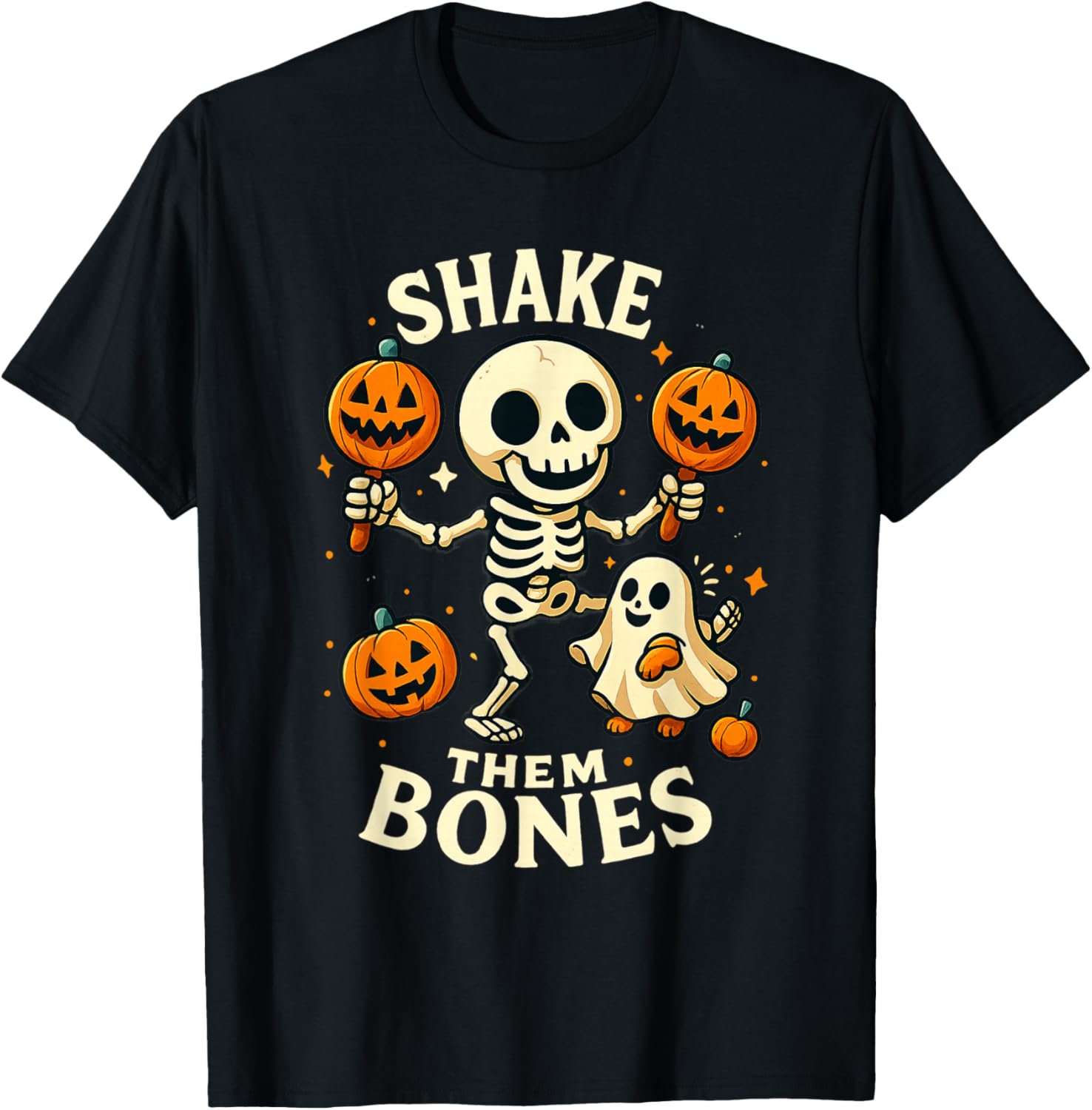 Halloween Shake Them Bones Skeleton Maracas T-Shirt
