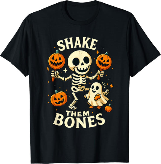 Halloween Shake Them Bones Skeleton Maracas T-Shirt