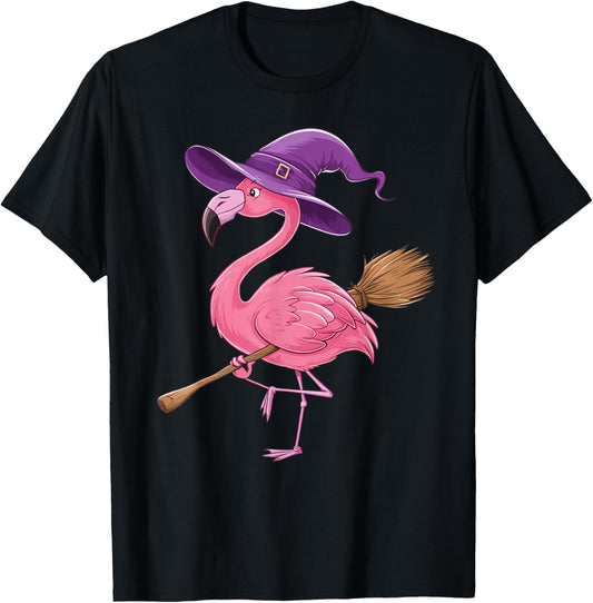 Halloween Flamingo Witch Hats Scary Costumes Men Women Kids T-Shirt