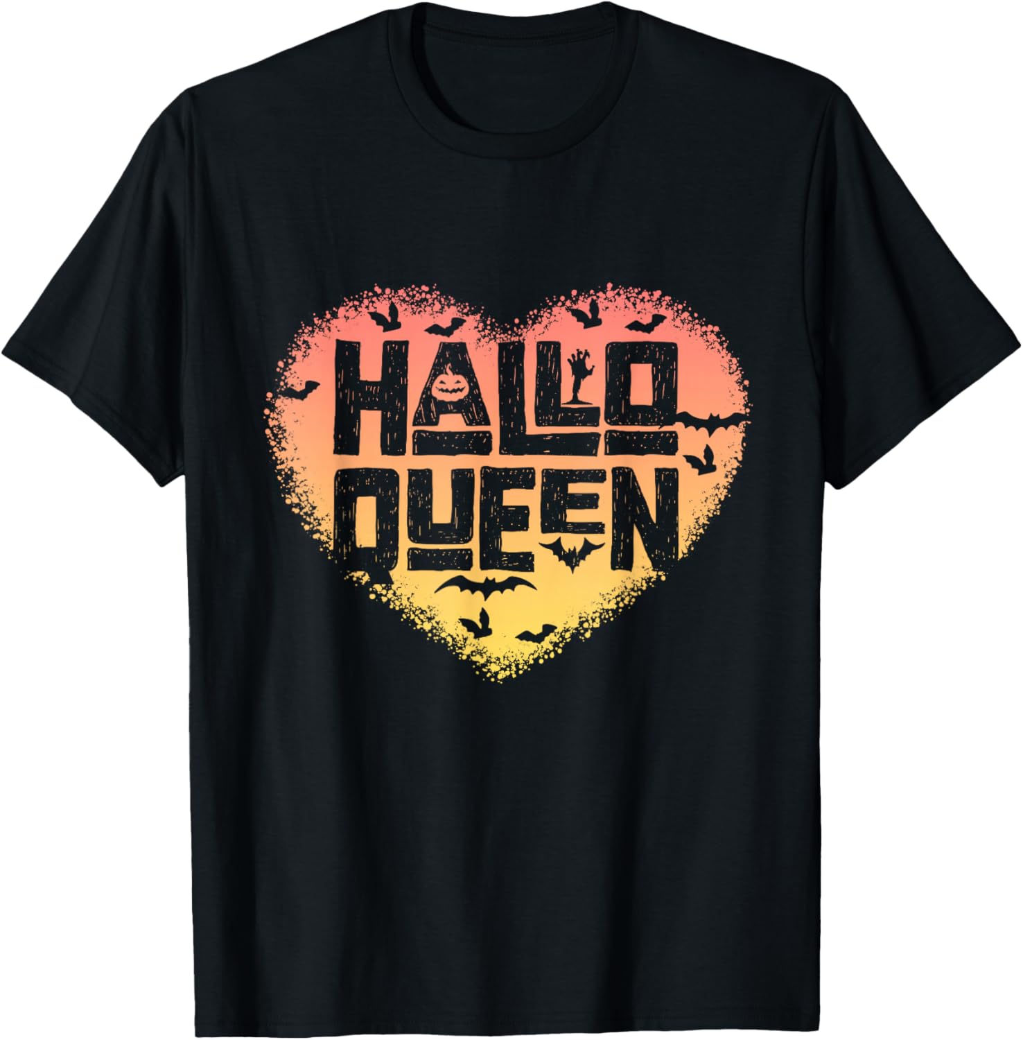 Hallow Queen Halloween Queen Bleached Halloween Heart T-Shirt