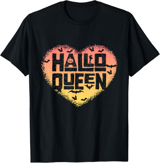 Hallow Queen Halloween Queen Bleached Halloween Heart T-Shirt