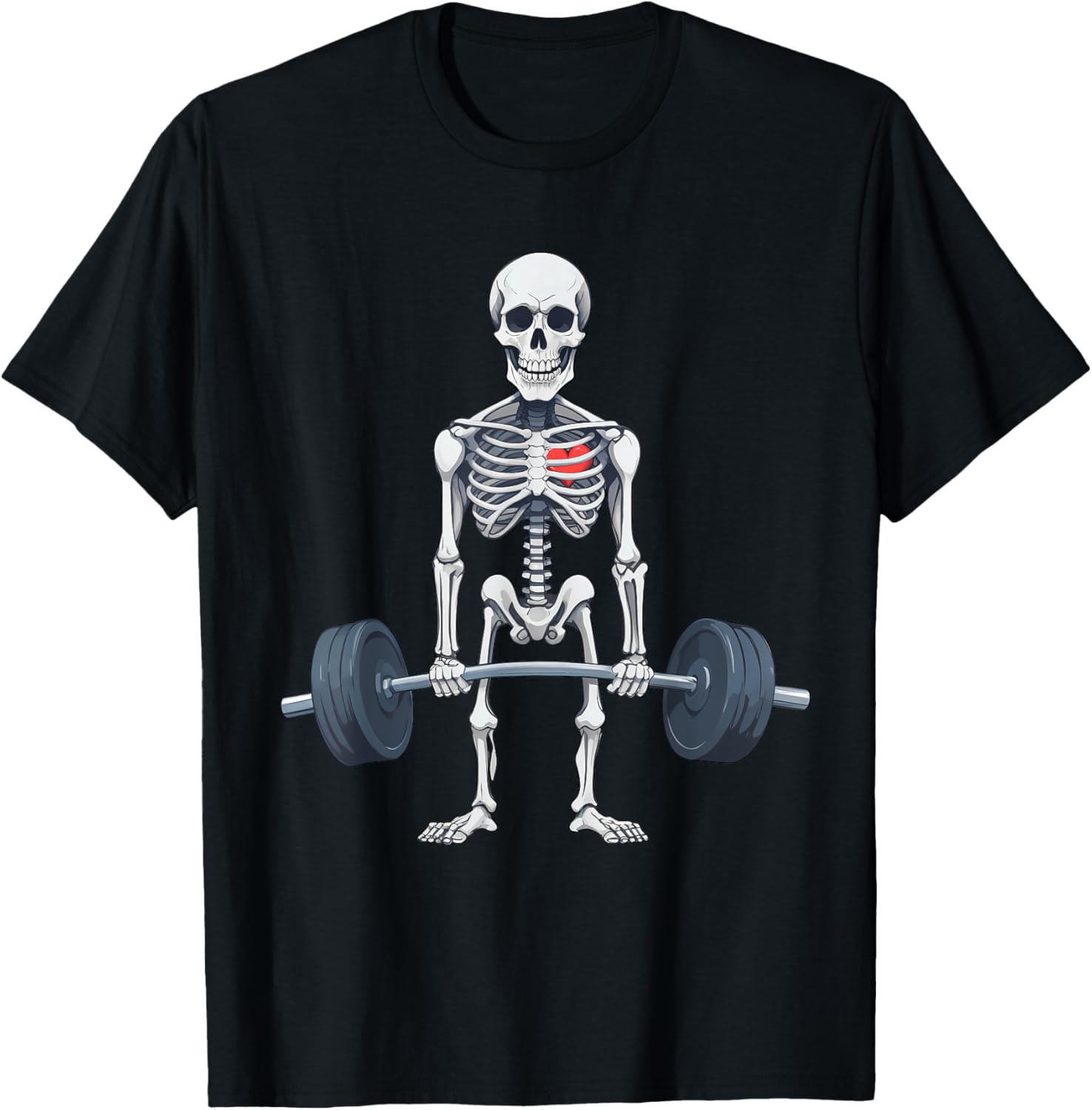 Halloween Skeleton Deadlift Funny Fitness Weightlifting Gym T-Shirt