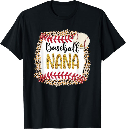 Baseball Nana, Leopard Baseball Nana For Mother's Day T-Shirt