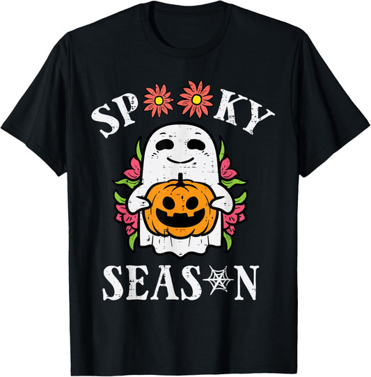 Halloween Spooky Season Ghost Retro Costume Women Girls Kids T-Shirt