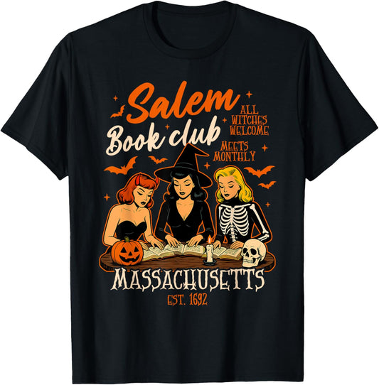 Halloween Book Reading Witch Salem Book Club Massachusetts T-Shirt