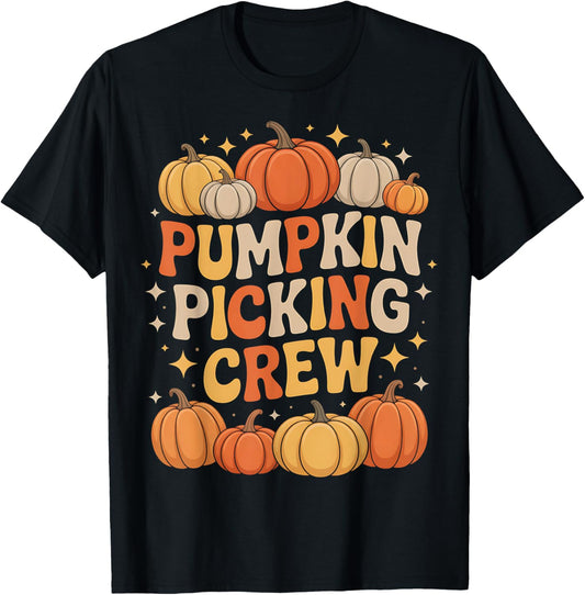 Groovy Pumpkin Picking Crew Matching Family Tee Autumn T-Shirt