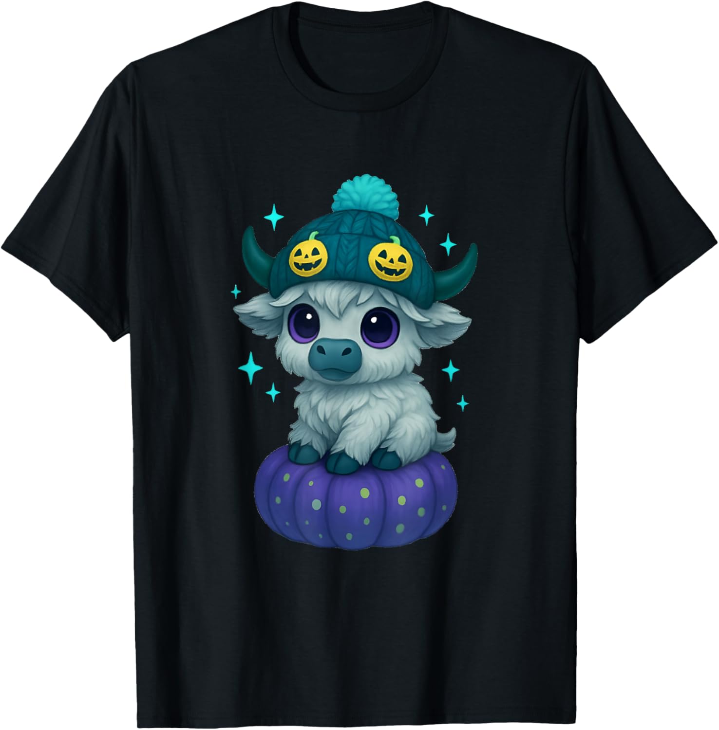 Halloween Highland Witchy Cow Spooky Season Pumpkin T-Shirt