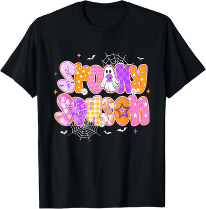 Groovy Spooky Season Floral Cute Ghost Halloween Flower T-Shirt