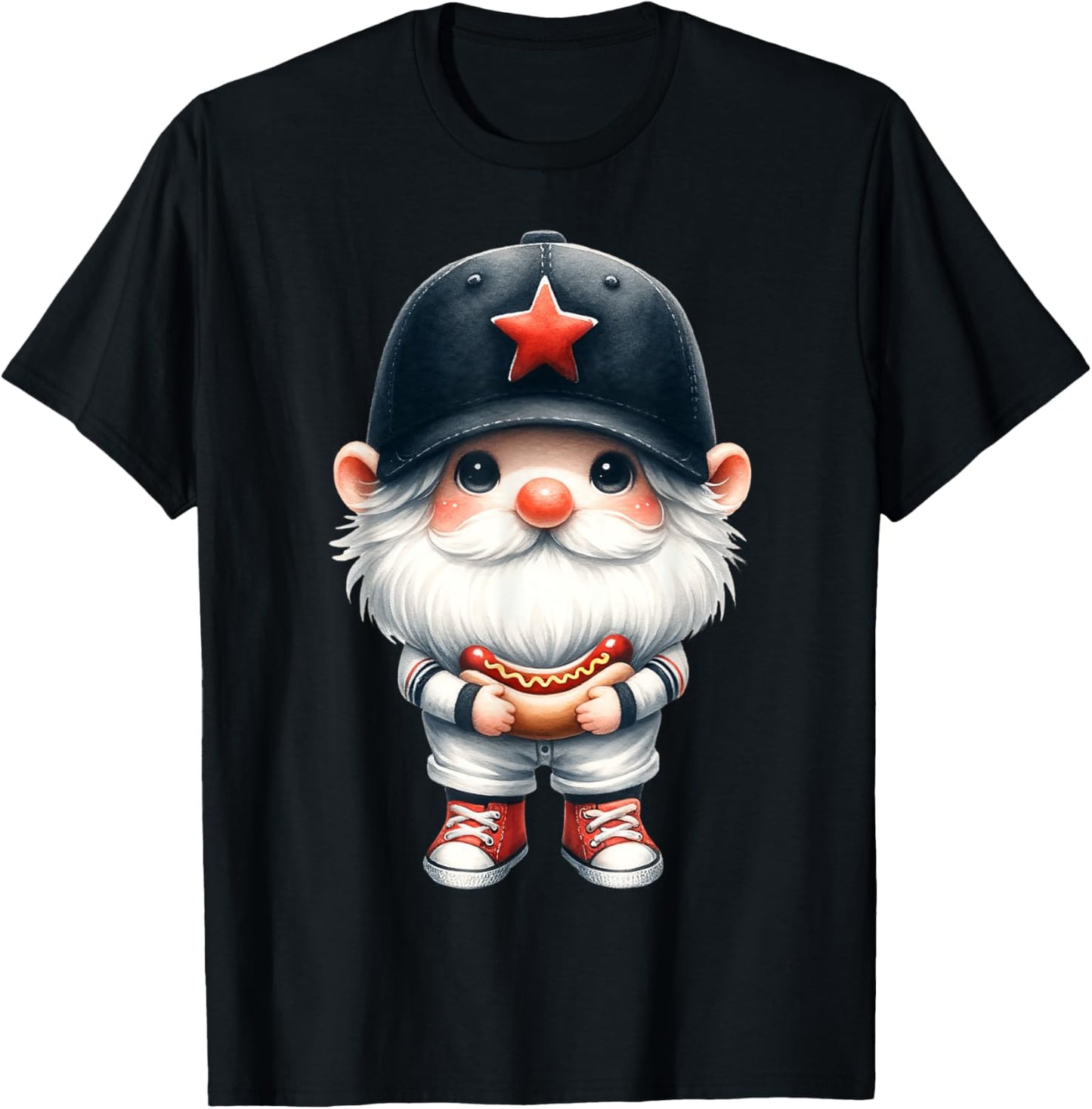 Baseball Hot Dog Dad Graphic For Men Baseball Grandpa Gnome T-Shirt
