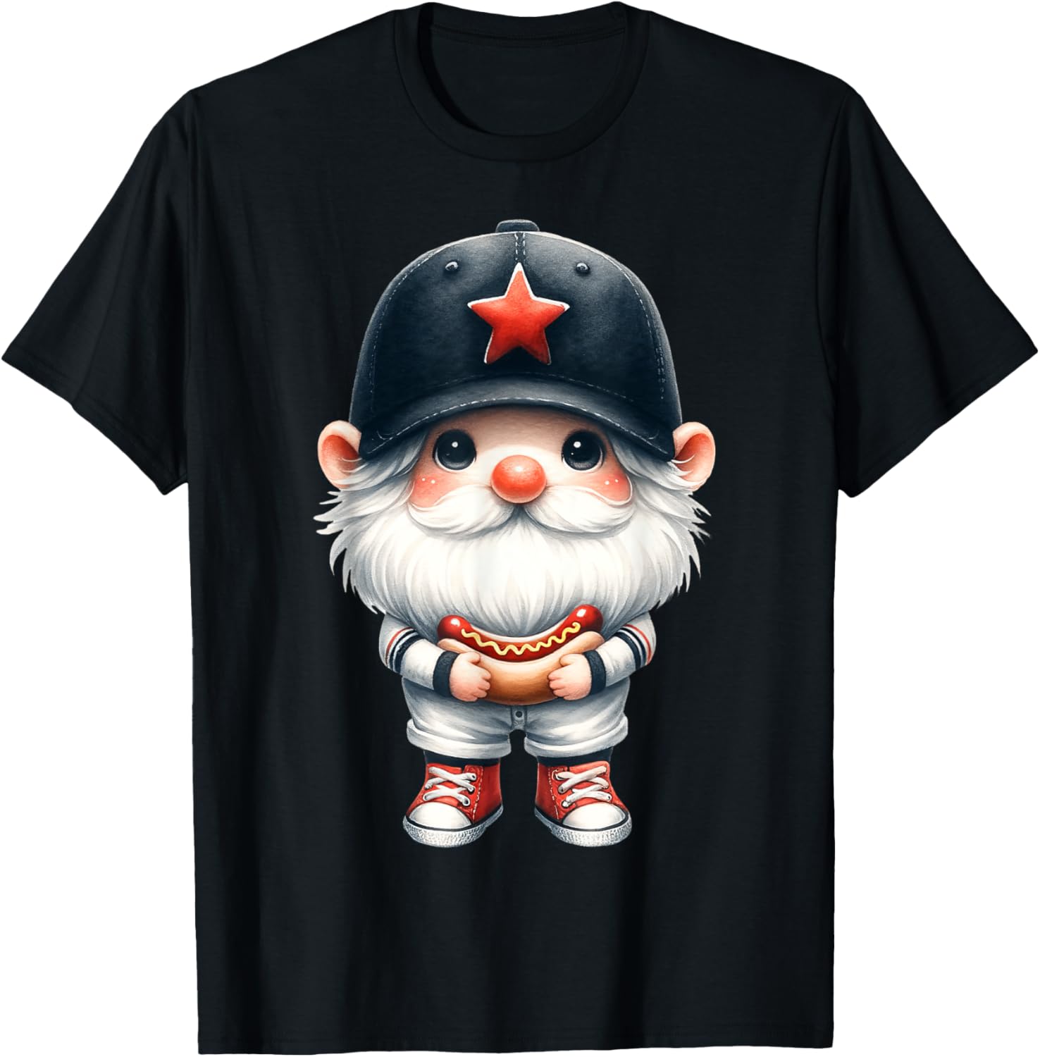 Baseball Hot Dog Dad Graphic For Men Baseball Grandpa Gnome T-Shirt