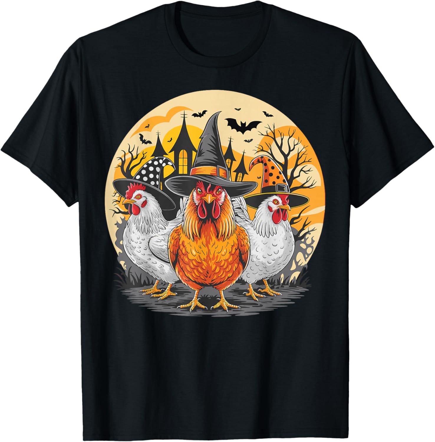 Halloween Chickens Witch Spooky Season Women Men Kids T-Shirt