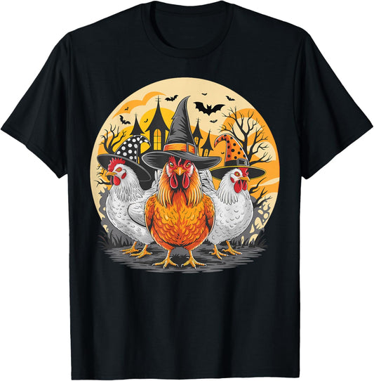 Halloween Chickens Witch Spooky Season Women Men Kids T-Shirt