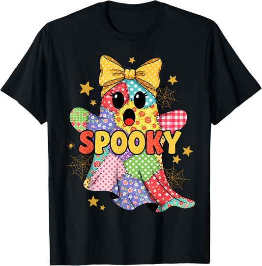Halloween Coquette Patchwork Ghost Spooky Lace Ghost T-Shirt