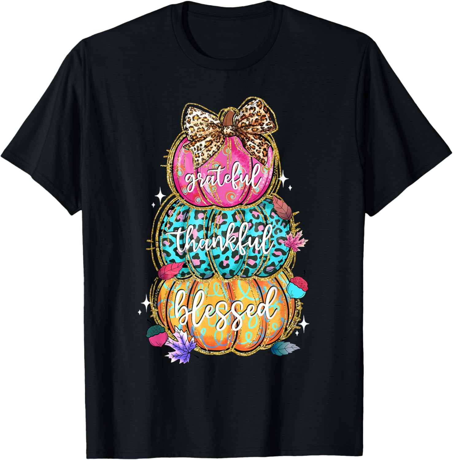 Grateful Thankful Blessed Pumpkin Thanksgiving Autumn Fall T-Shirt