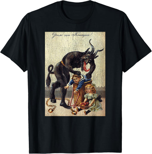 Gruss Vom Krampus Horror Christmas Art Creepy Evil Santa Fun T-Shirt