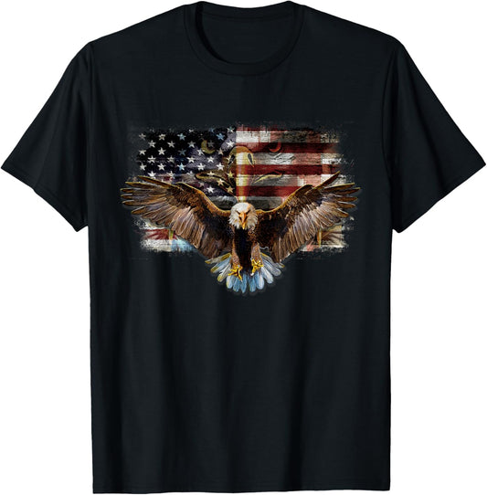 Bald Eagle 4th of July American USA Flag Eagle Patriotic T-Shirt