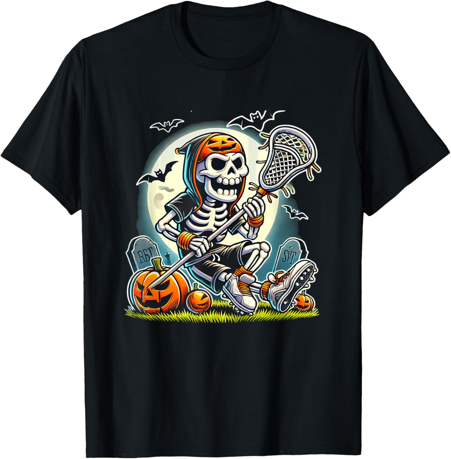 Halloween Skeleton Lacrosse T-Shirt