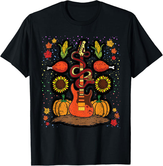 Guitar Thanksgiving Day Fall Autumn Guitarist Musician T-Shirt