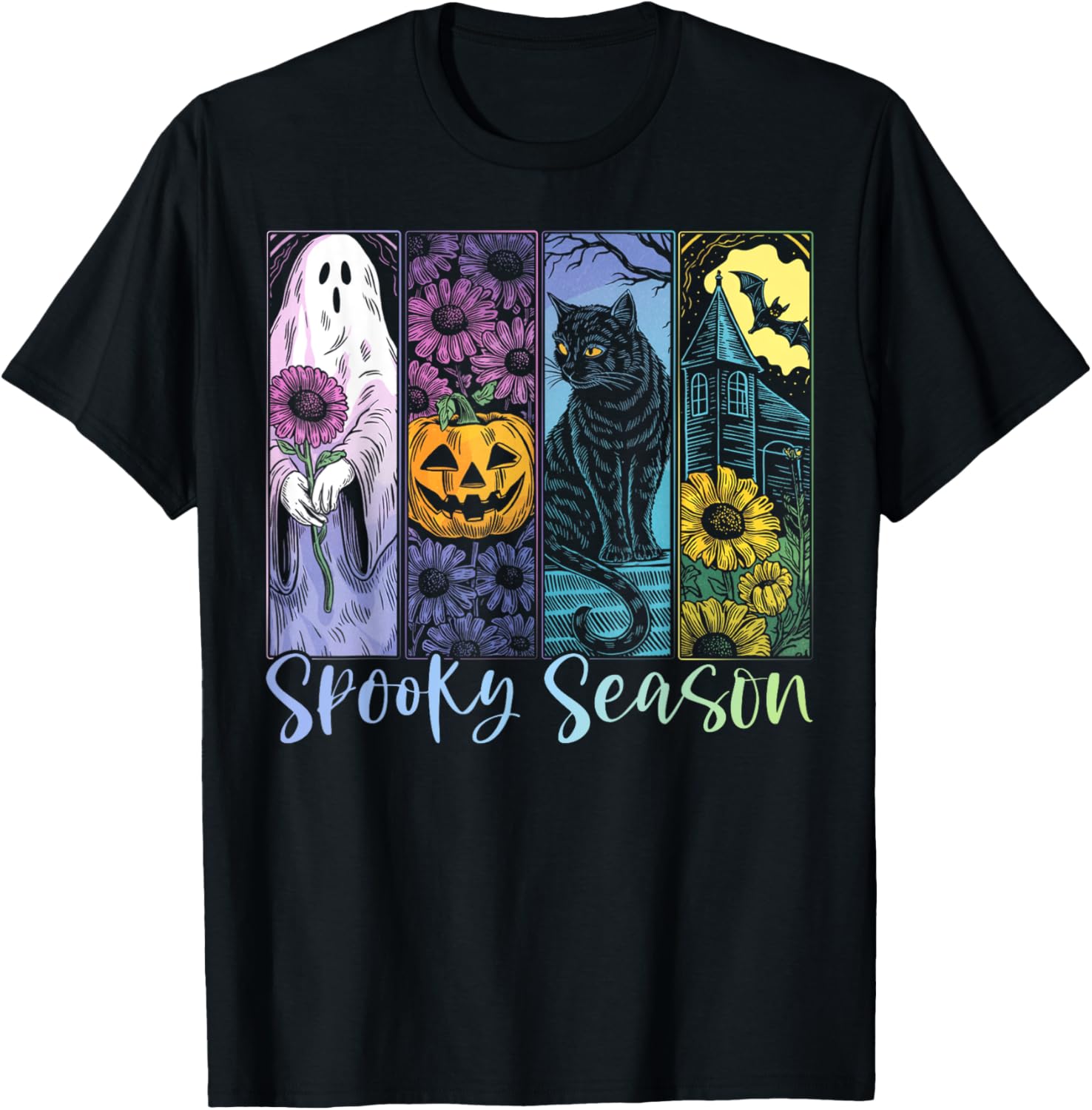 Halloween Horror Night Spooky Ghost Season Cat Boo Mystical T-Shirt
