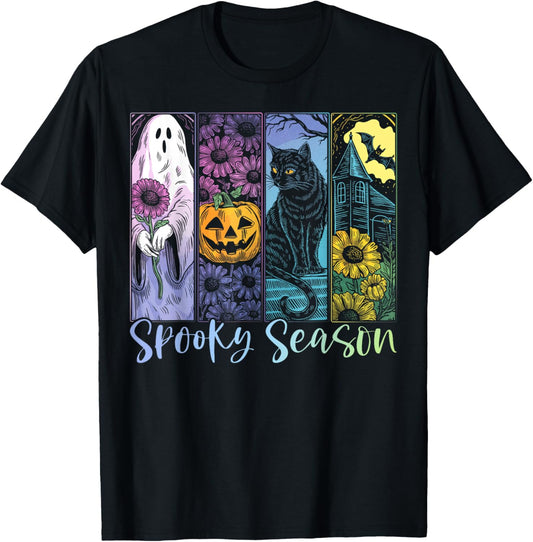 Halloween Horror Night Spooky Ghost Season Cat Boo Mystical T-Shirt