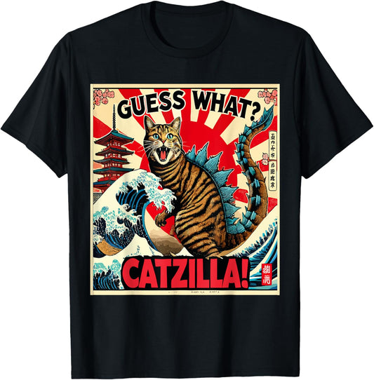 Guess What? Catzilla Cat Japanese Art Funny Cat Adventure Men Women Kids T-Shirt