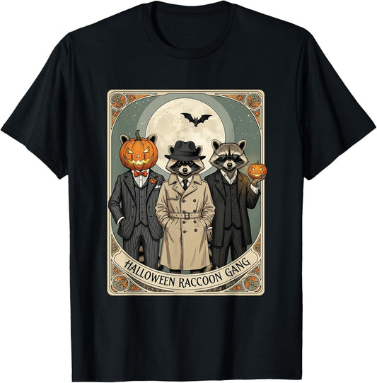 Halloween Raccoon Gang Funny Retro Spooky Costume T-Shirt
