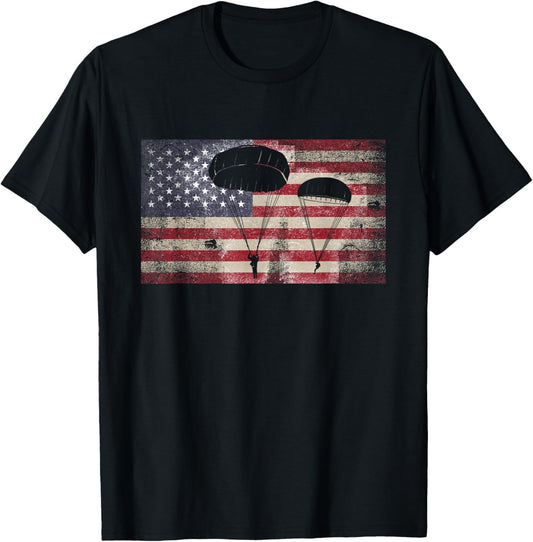 American Flag Paratrooper Airborne Division T-Shirt