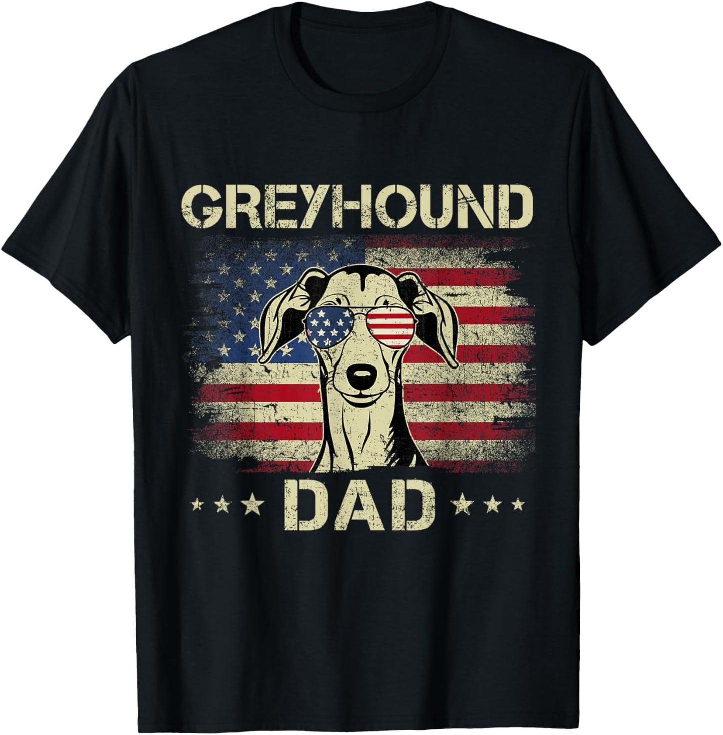 Greyhound Dad Dog Vintage American Flag 4th Of July T-Shirt