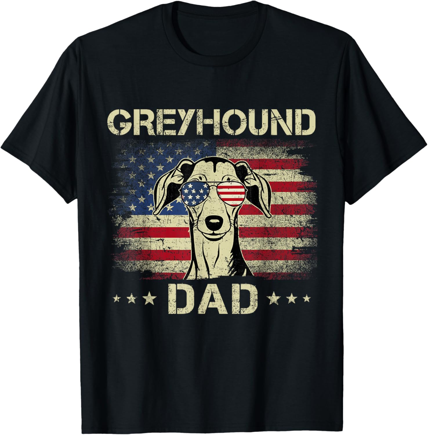 Greyhound Dad Dog Vintage American Flag 4th Of July T-Shirt