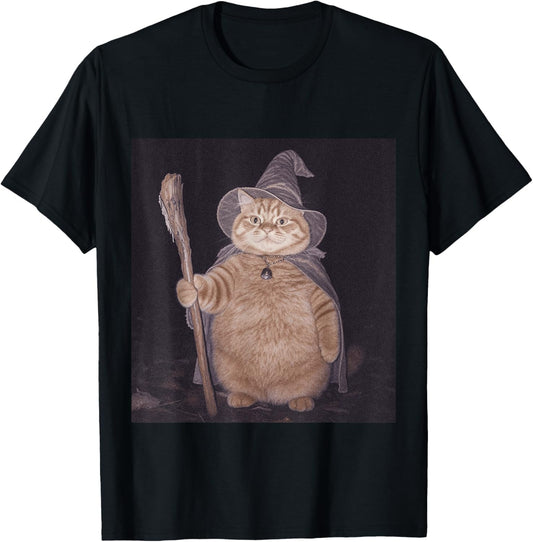 Halloween Cat Witch Weirdcore Wizard Cat Lover Spooky Season T-Shirt