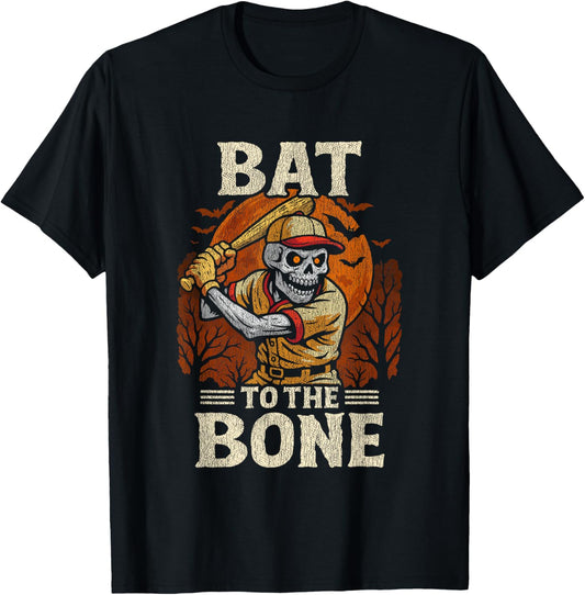 Halloween Bat Baseball Costume - Baseball Halloween Skeleton T-Shirt