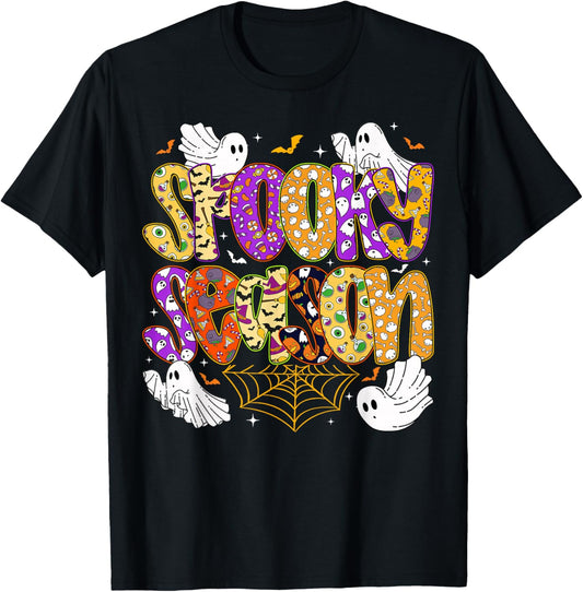 Halloween Spooky Season Cute Ghost Groovy T-Shirt
