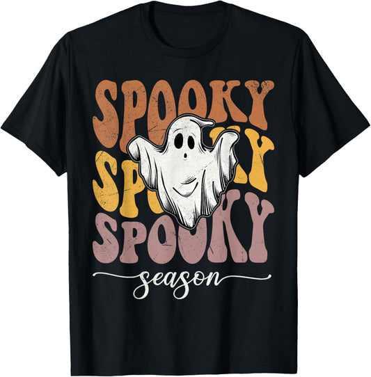 Halloween Ghost Retro Spooky Season Funny Groovy Fall Ghost T-Shirt