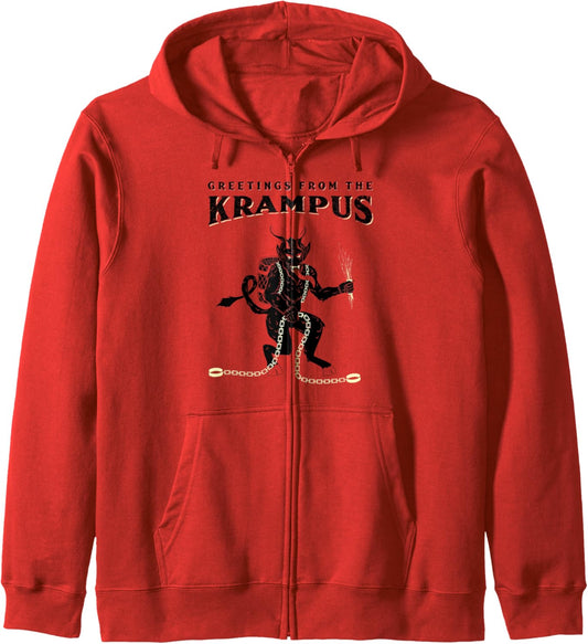 Greetings from the Krampus Funny Christmas Xmas Zip Hoodie