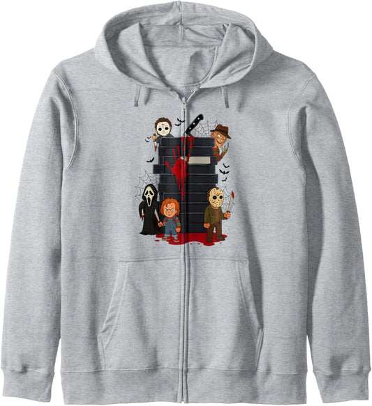 Halloween Horror Movie Characters Funny Scary Halloween Zip Hoodie