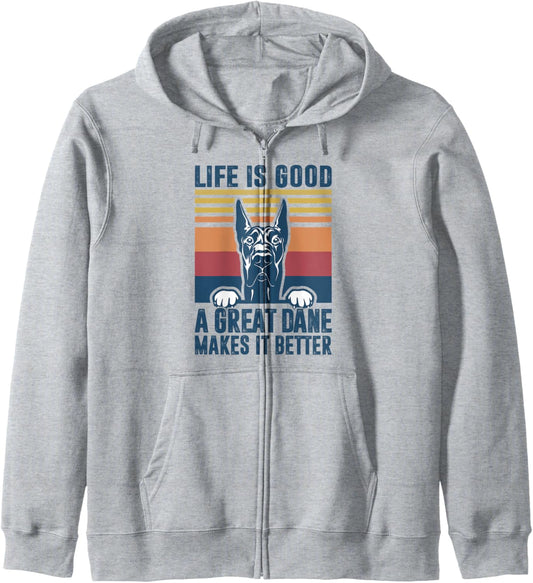 Great Dane Gifts For Women Men Great Dane Dog Dad Mom Zip Hoodie