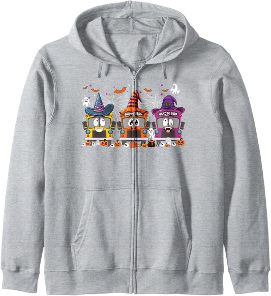 Halloween Costume School Bus Driver Happy Halloween Zip Hoodie